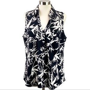 Slim Fit Palm Print Portofino Shirt, Dark Blue/Black & White, Size X Large